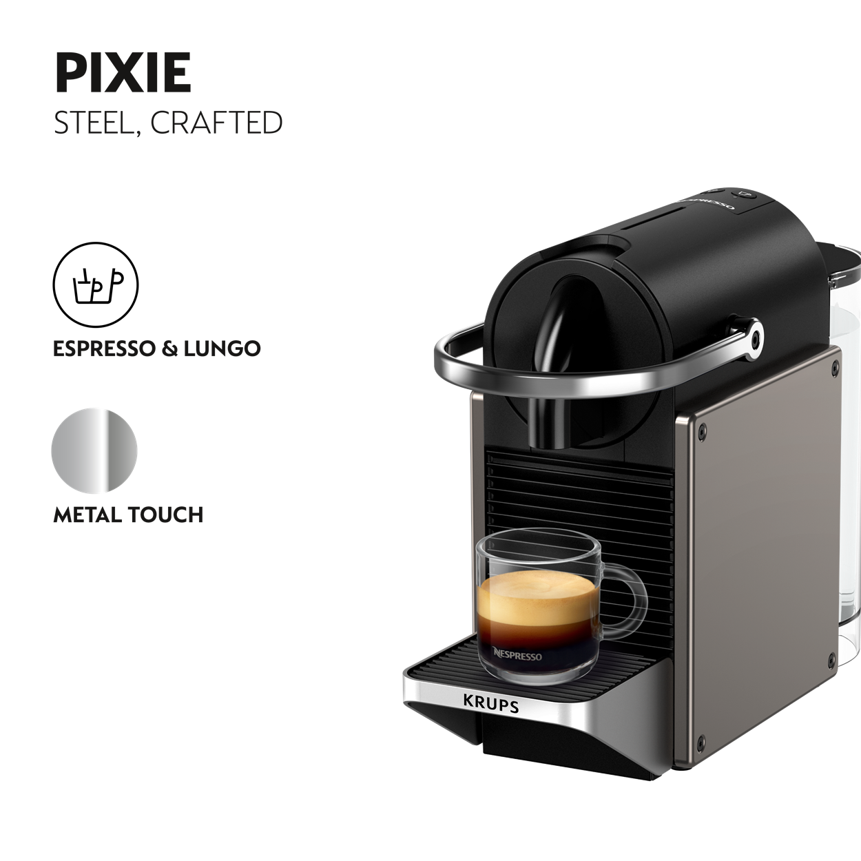 Pixie XN306T koffiemachine, titan