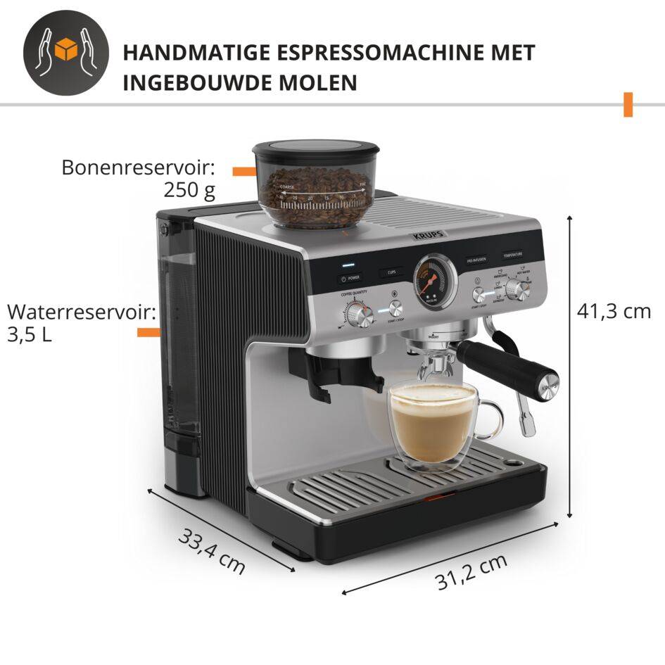 Precision XP801T pistonmachine met ingebouwde molen