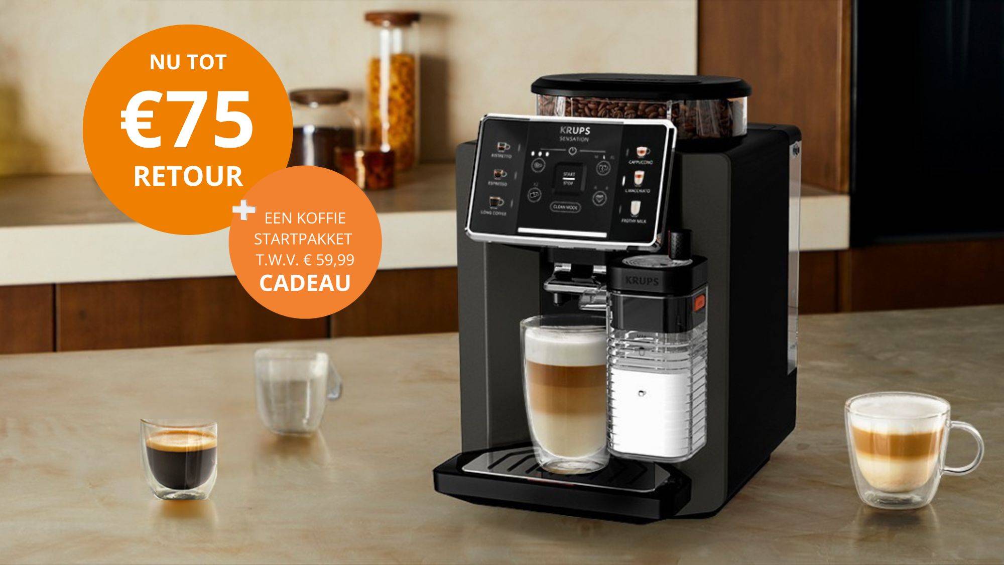 Tot 75 euro cashback op geselecteerde Krups volautomaten