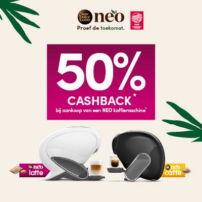 50% cashback op deelnemende Krups NESCAFE Dolce Gusto NEO koffiemachines