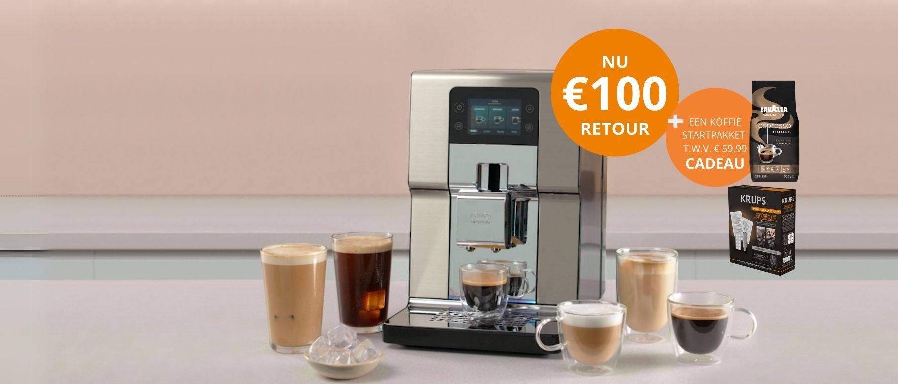 Nu 100 euro cashback op Krups Intuition Experience+ EA877D volautomatische espressomachine